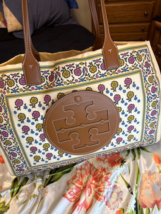 Tory Burch Handbags - Tory Burch Ella Printed Tote Bag – Floral Canvas & Leather